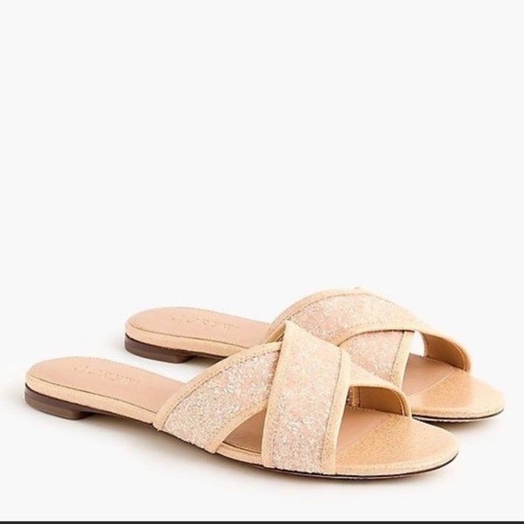 J Crew Buff Glitter Cora Criss Cross Sandals Gold - Picture 1 of 8
